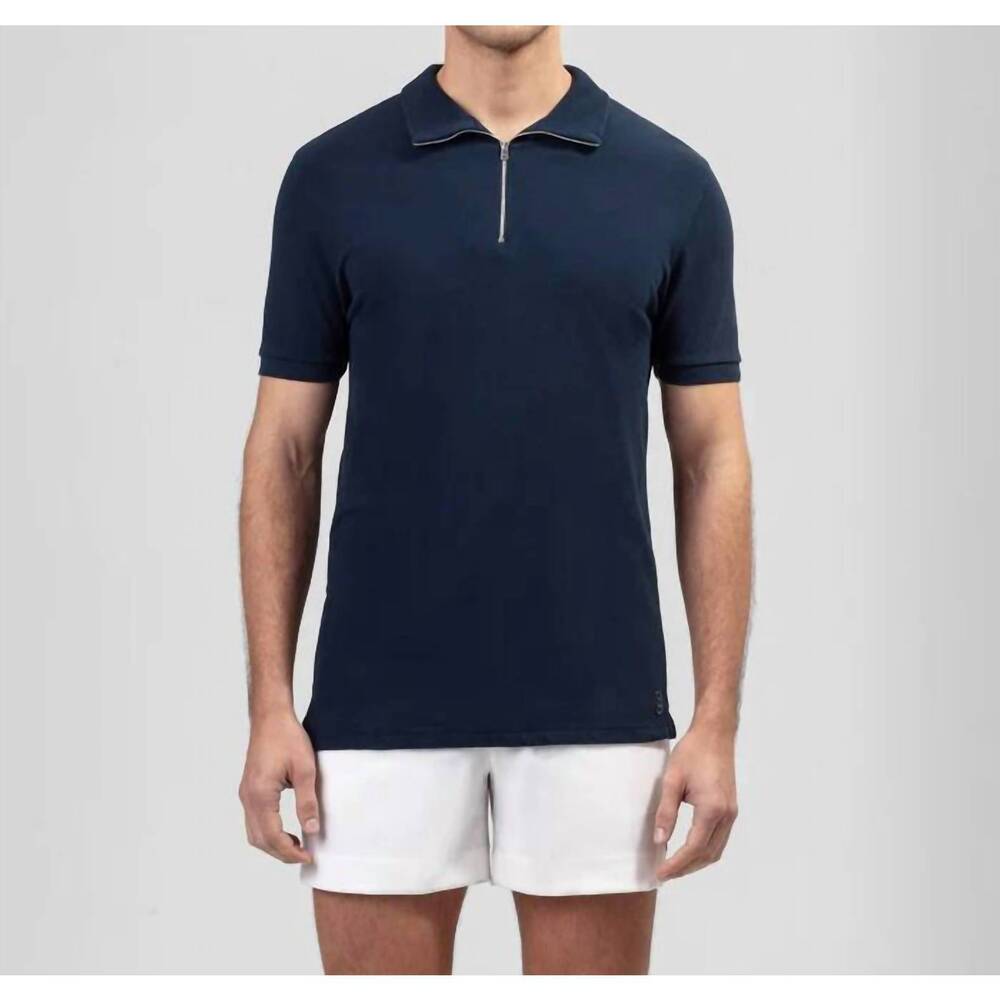 NEW RON DORFF short sleeve cotton piqué rd polo in navy